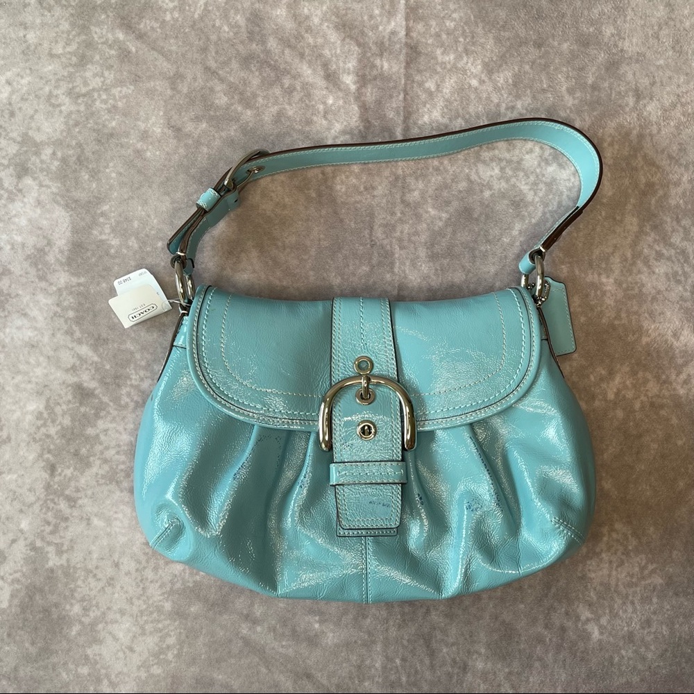 NWT Blue Patent Coach Purse